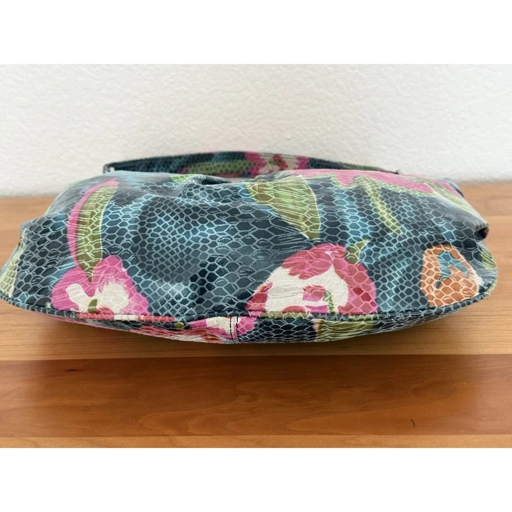 Hobo Intl Floral Snakeskin Embossed Patent Leather Shoulder Bag Multicolor